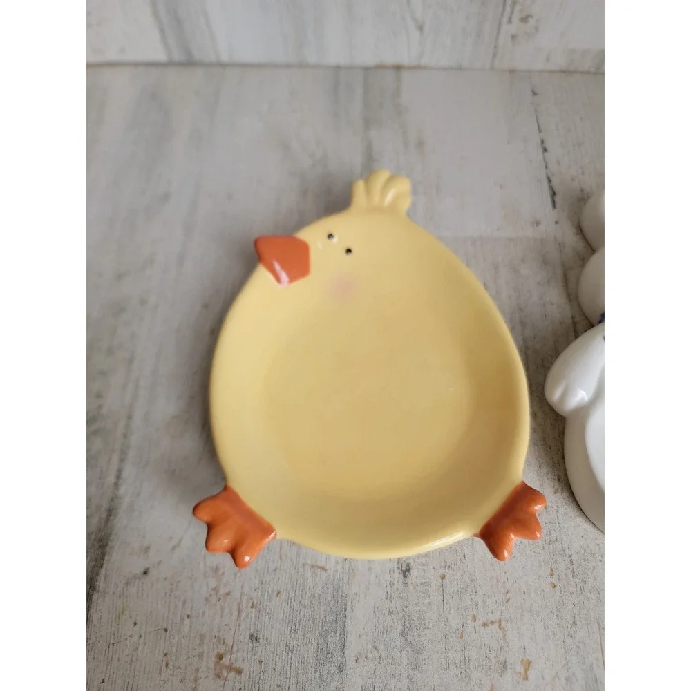 Easter soap dish rabbit chick ceramic unique Easter‎ spring bathroom decor set